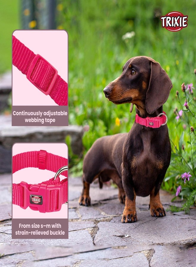TRIXIE Nylon Premium Dog Collar Belt, Stylish Design, Adjustable Webbing Tape, Strain Relief, With Leash Connector, Pet Neck Collar For Dogs, 30-45 Cm (S-M, Fuchsia) - Image 2